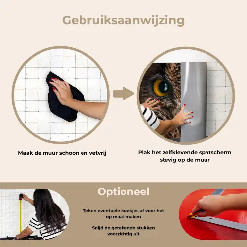 Uil - Dier - Oranje keuken achterwand spatscherm klein -gebruiksaanwijzing_NL