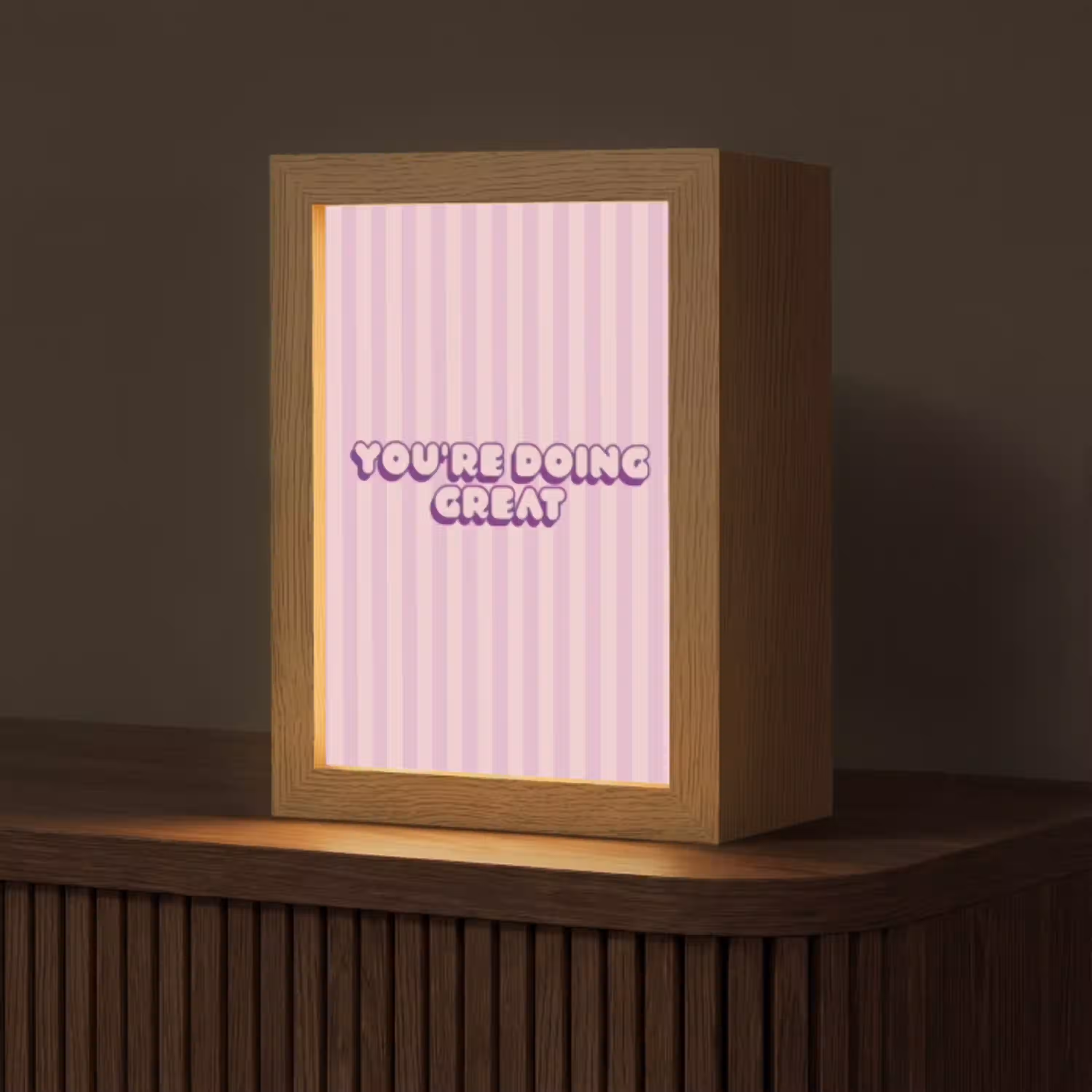 Paars - Strepen - You're doing great - Schaduw Light Box met kabel (Tafellamp) klein -z3d_website