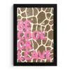 Tekst - Be cool or leave - Roze - Giraffenprint fotolijst zwart zonder passe partout klein -3d