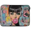 Kauwgom - Vrouw - Penseelstreken - Modern laptophoes neopreen klein -zkaufland3dotto