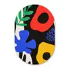 Bloemen - Bladeren - Abstract - Zwart Wandcirkel Ovaal Forex klein -3d