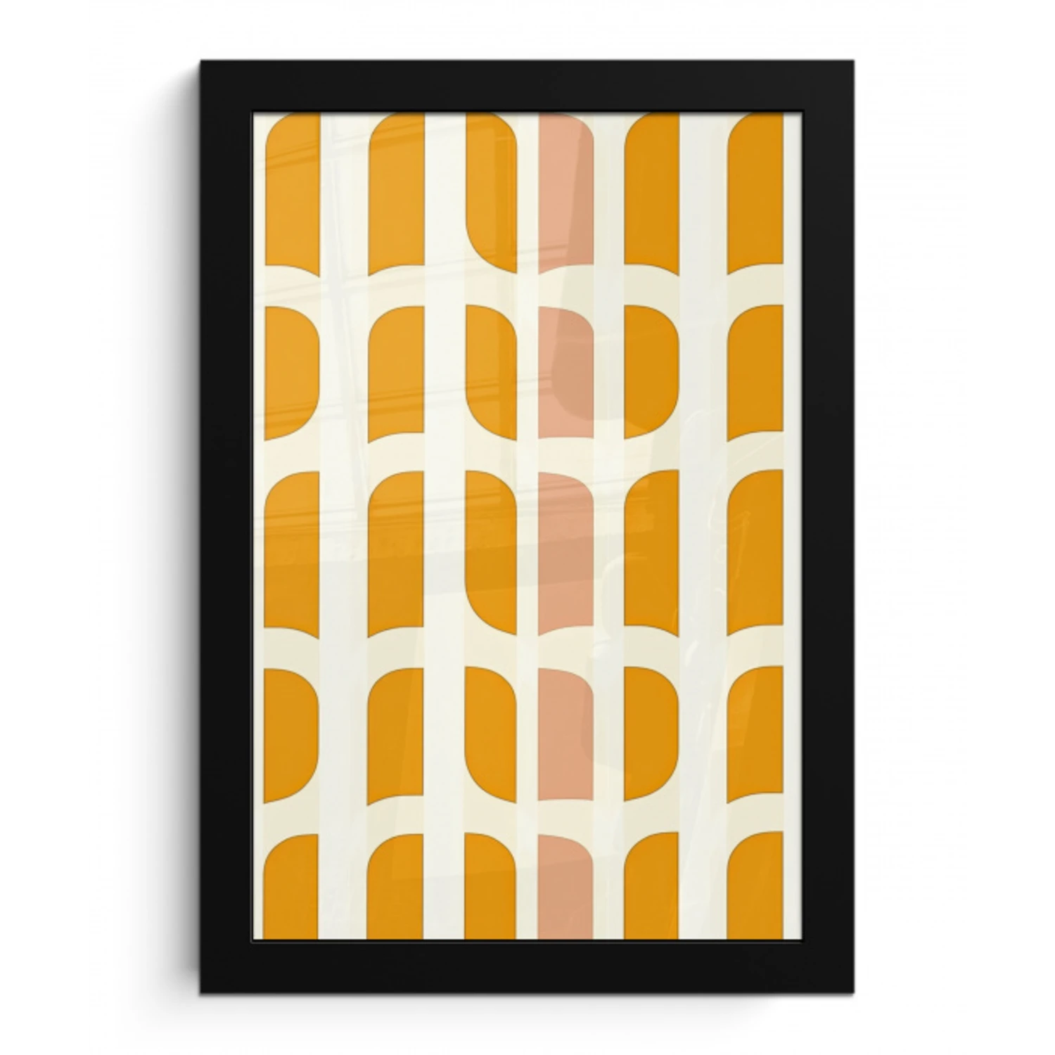 Geometrisch - Patroon - Geel - Roze fotolijst zwart zonder passe partout klein 224 -3d