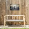 Schotse hooglander - Dieren - Wolken - Koe - Natuur Tuinposter op houten frame 2 cm dik klein -sfeer4