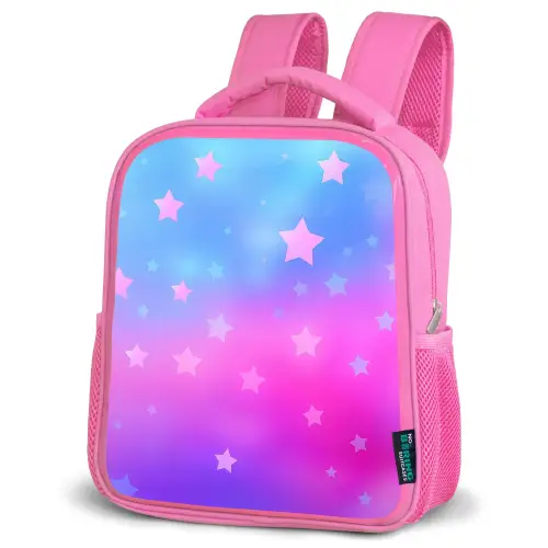 Sterren - Roze - Blauw Kinderrugzak - Roze middel -schuin