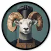 Geit - Hoorns - Kokskleding Fotolijst rond zonder passe partout klein -3d