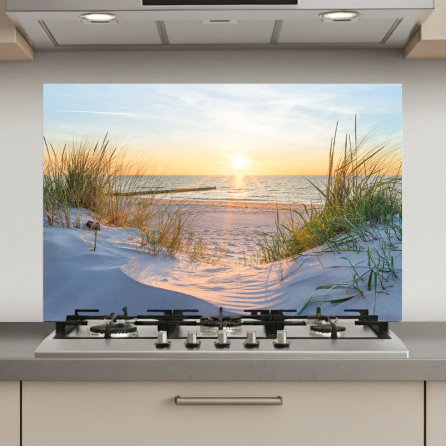 Strand - Zon - Duin - Gras - Zand - Horizon keuken achterwand spatscherm klein -3d_website