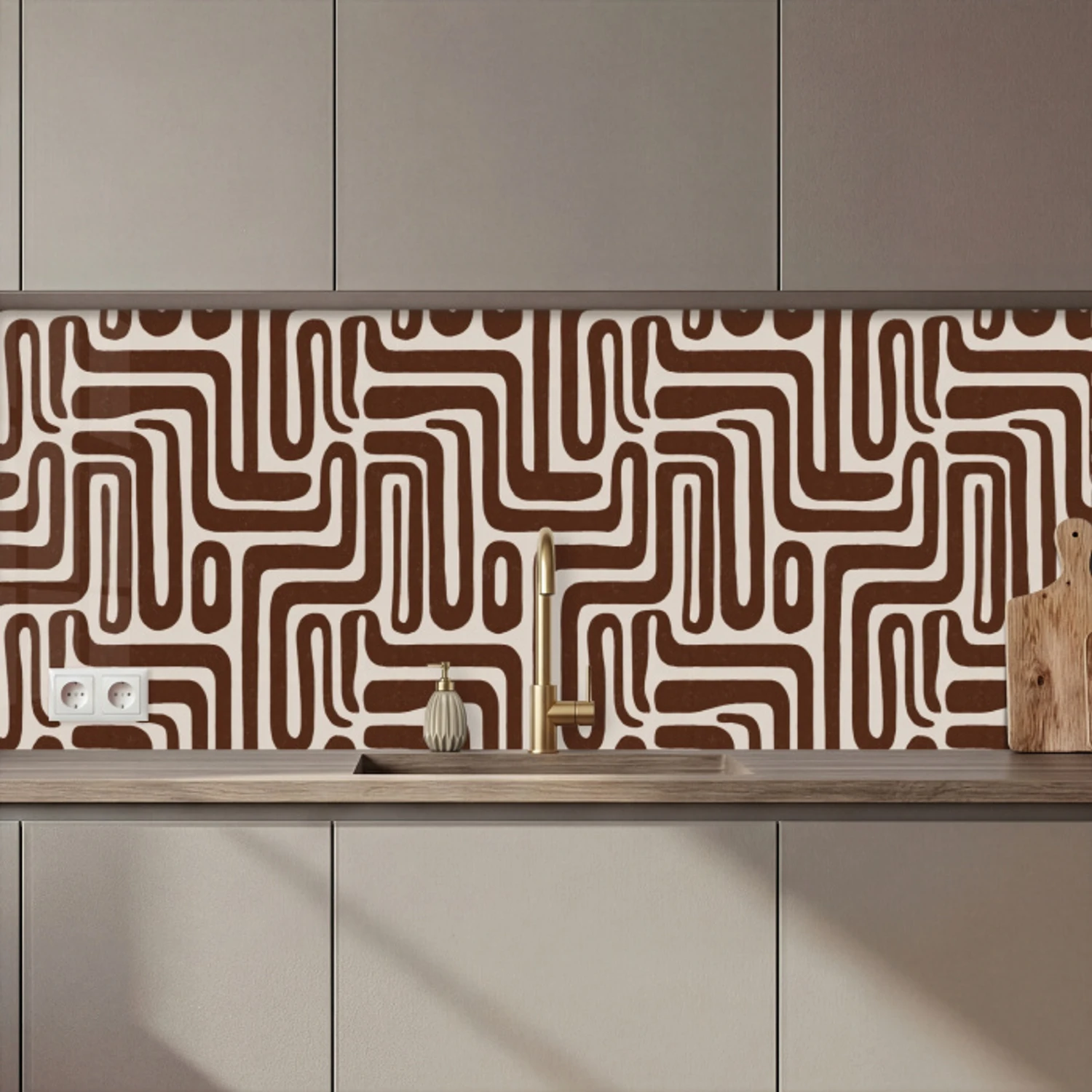 Abstract - Patroon - Bruin keuken achterwand 2 middel 871 zz_3dshopping