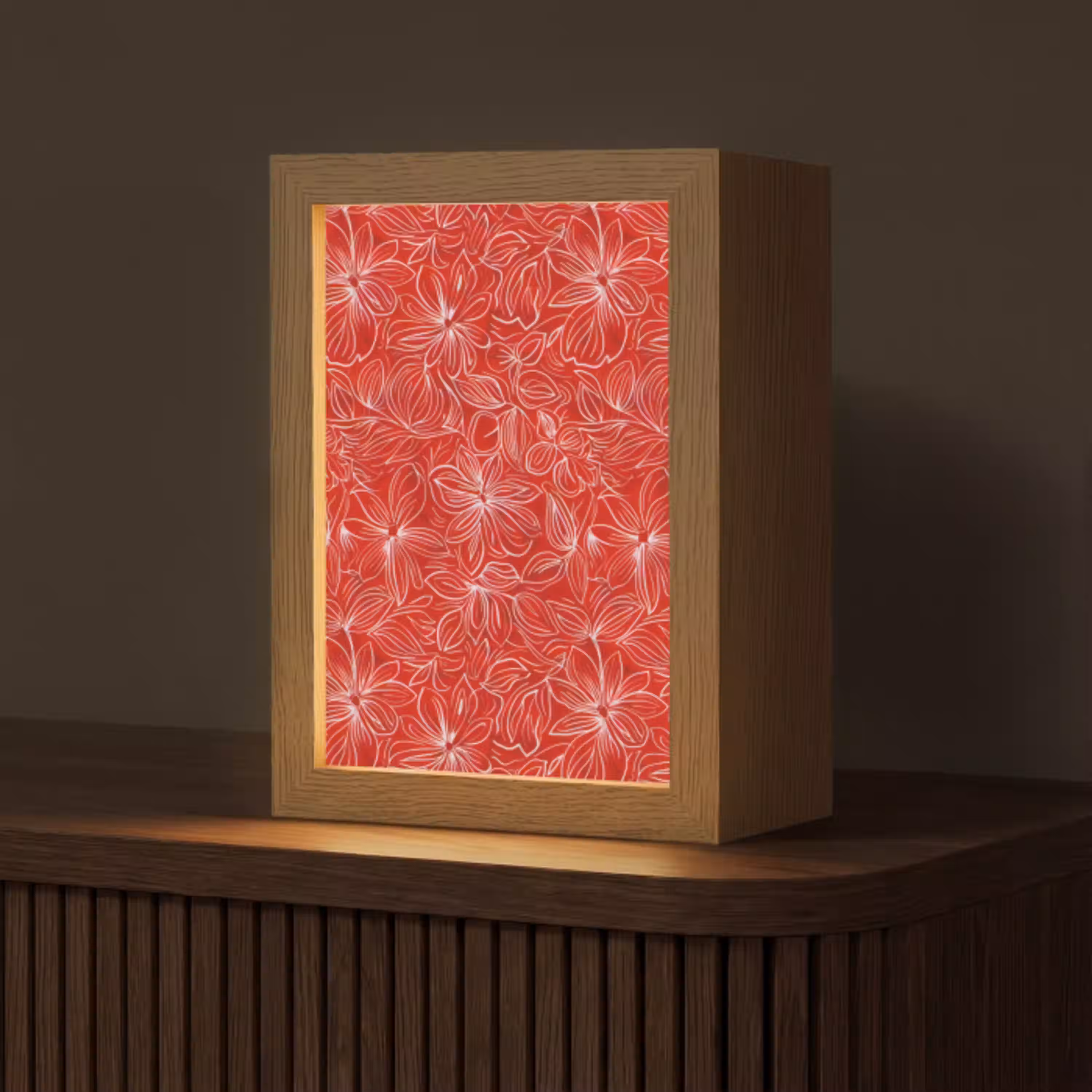 Bloemen - Patroon - Rood Light Box met kabel (Tafellamp) klein 925 -z3d_website