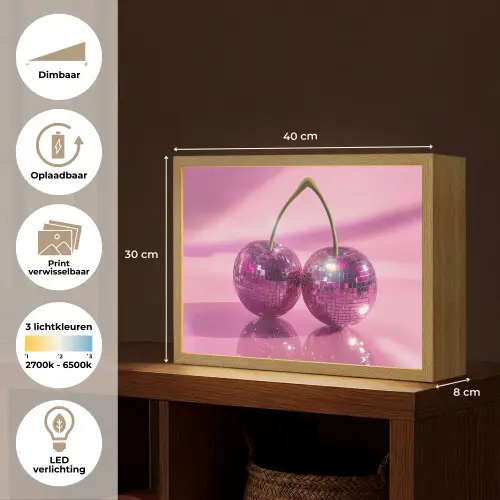 Glitter - Discobol - Roze - Kersen Light Box met batterij (Wandlamp) middel -USP_websiteoverzichtNL