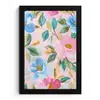Blauw - Roze - Bloemen fotolijst zwart zonder passe partout klein -3d