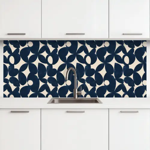 Modern - Geometrisch - Blauw keuken achterwand 2 middel 871 -3d