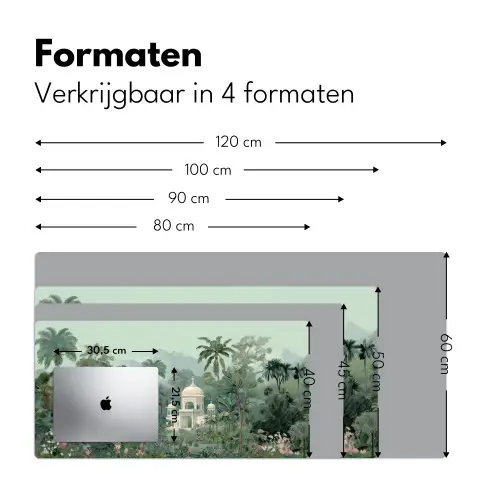 Tropische tuin - Koepelgebouw - Bloemen Muismat XXL klein -sfeer5