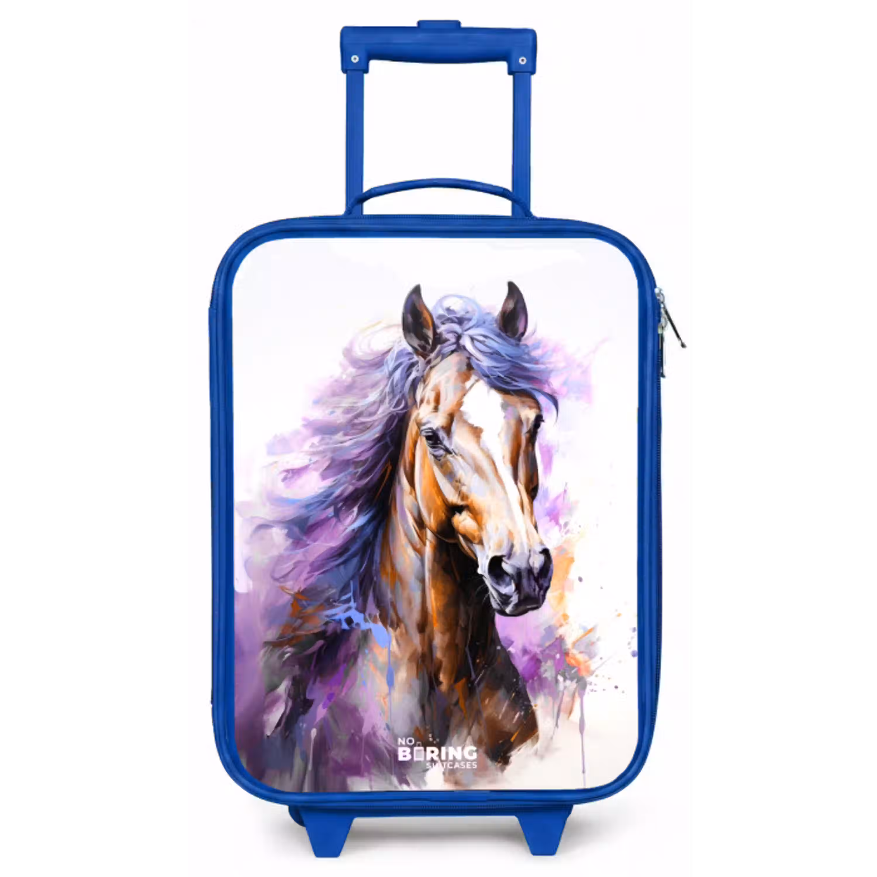 Aquarel paard met paarse manen Kinderkoffer - Blauw klein -zz3dotto