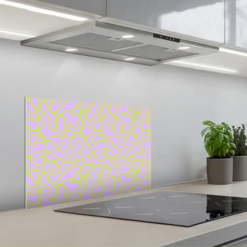 Abstract - Lila - Groen - Pastel keuken achterwand spatscherm klein 900 -3d_schuin