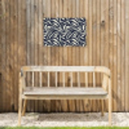 Bladvormen - Blauw - Patroon - Wit Tuinposter op houten frame 2 cm dik klein 845 -sfeer4
