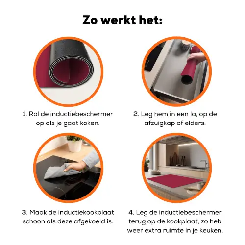 Rood - Effen kleur Inductie beschermer vinyl 3mm klein 276 -zzzzzzz-td-werking