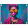 Vrouw - Kauwgom - Zonnebril - Oranje tuinposter los doek klein -3d