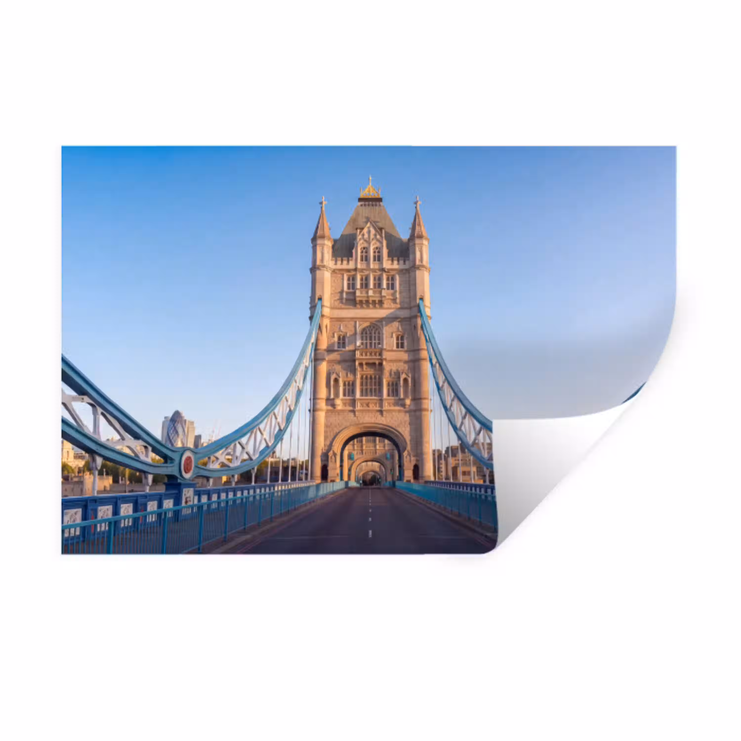 Brug - Toren - Architectuur - Klassiek - Blauw Muursticker klein -3d