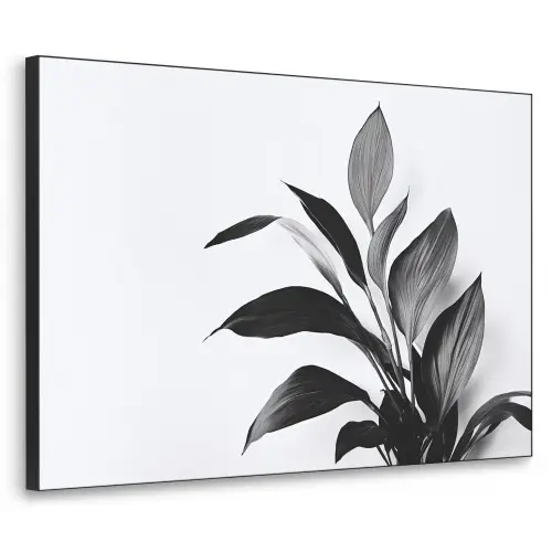 Plant - Bladeren - Minimalistisch - Zwart Textielframe zwart klein -3d
