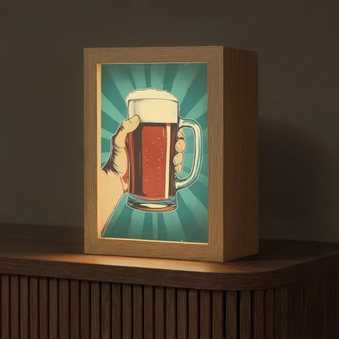 Bierglas - Schuim - Retro - Groen Light Box met kabel (Tafellamp) klein -z3d_website