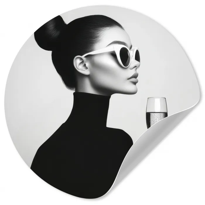 Vrouw - Champagne - Modern Wandcirkel behangsticker klein -3d