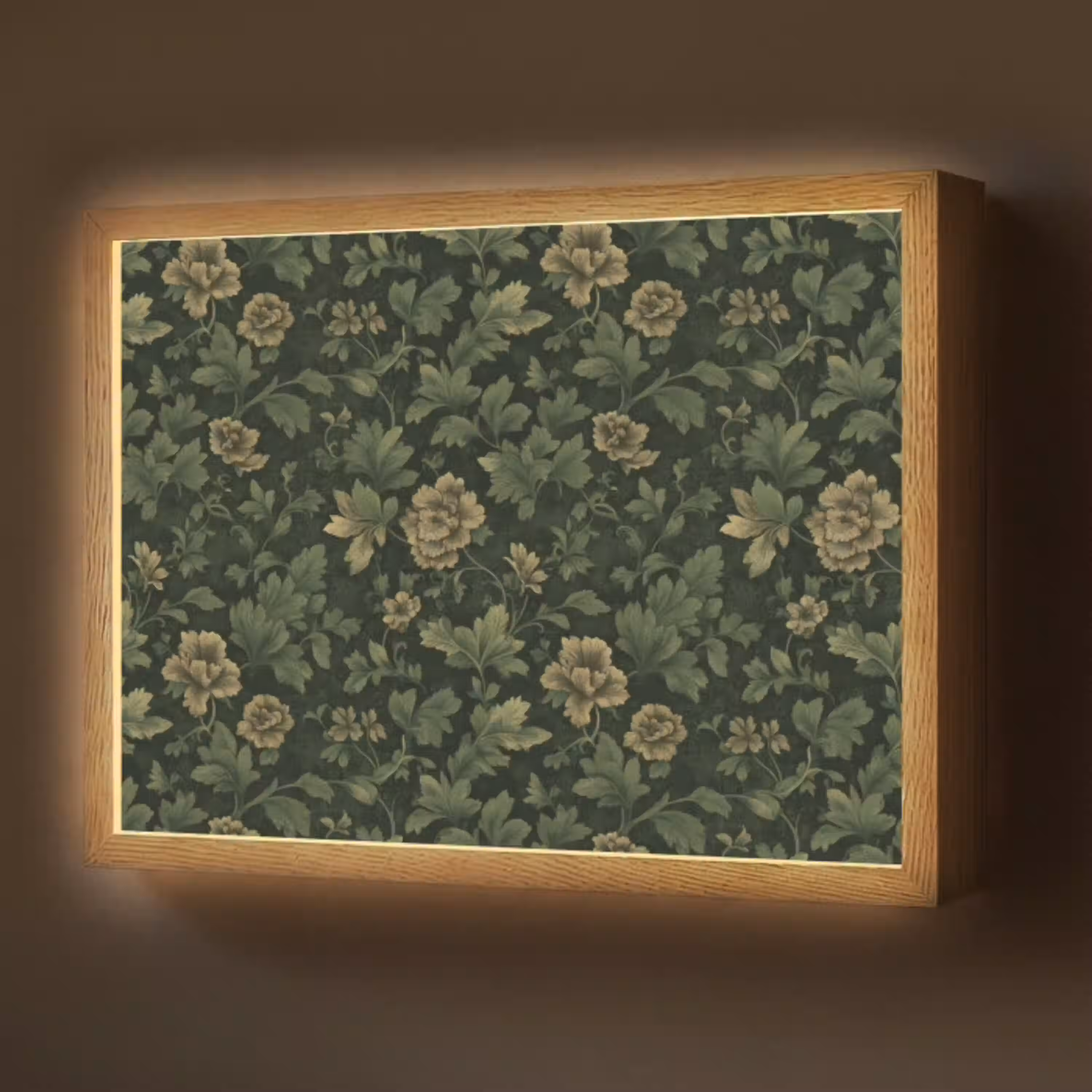 Donker - Groen - Goud - Botanisch Light Box met batterij (Wandlamp) middel 907 -z3d_website