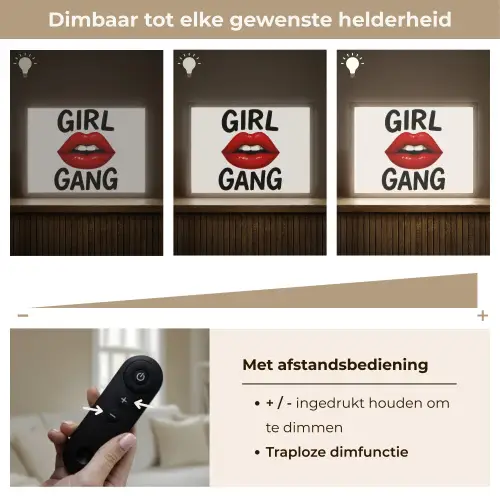 Lip - Girl - Rood - Letters Light Box met batterij (Wandlamp) middel -USP_dimbaarNL