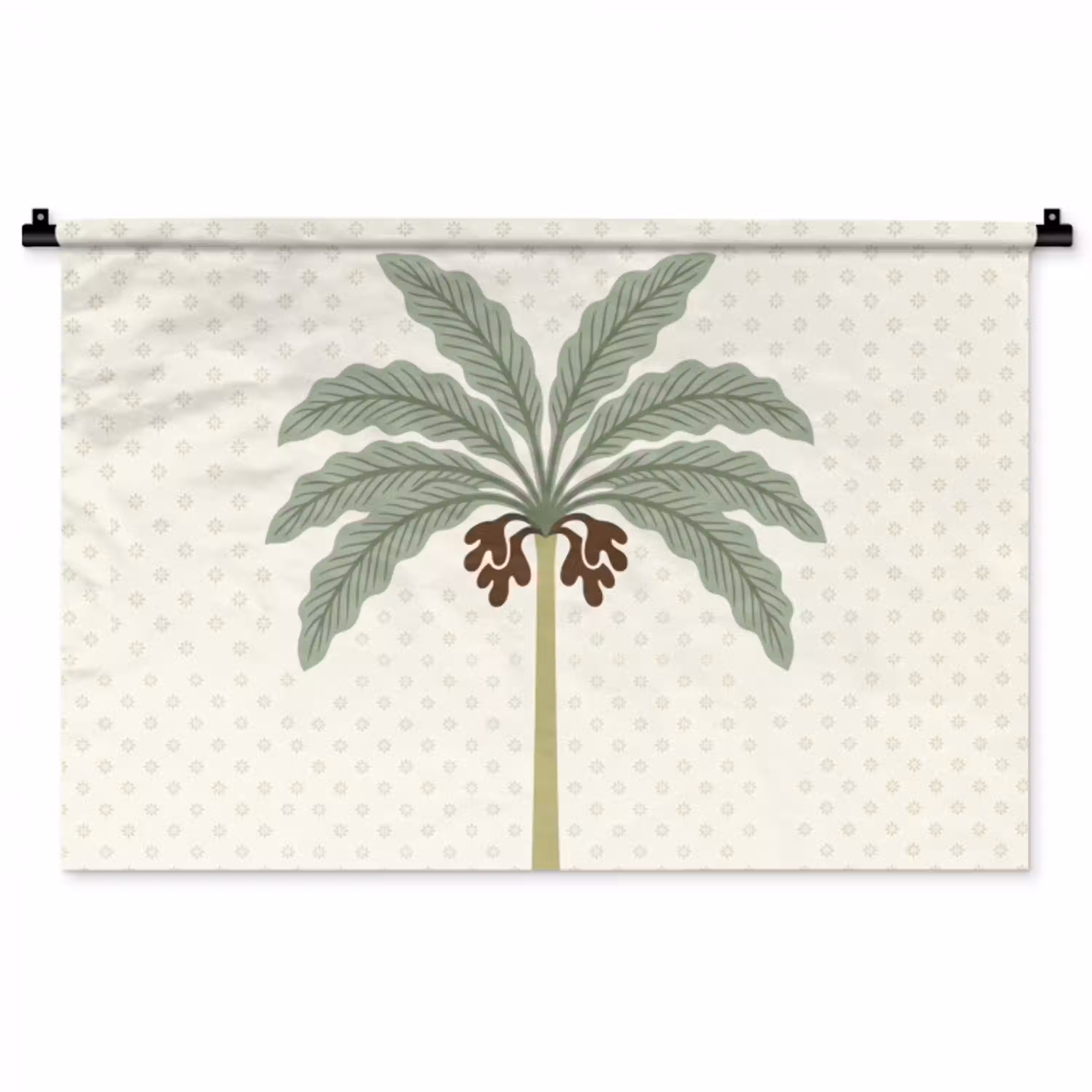 Boom - Bladeren - Groen - Decoratief - Beige Wandkleed katoen middel -zz3d