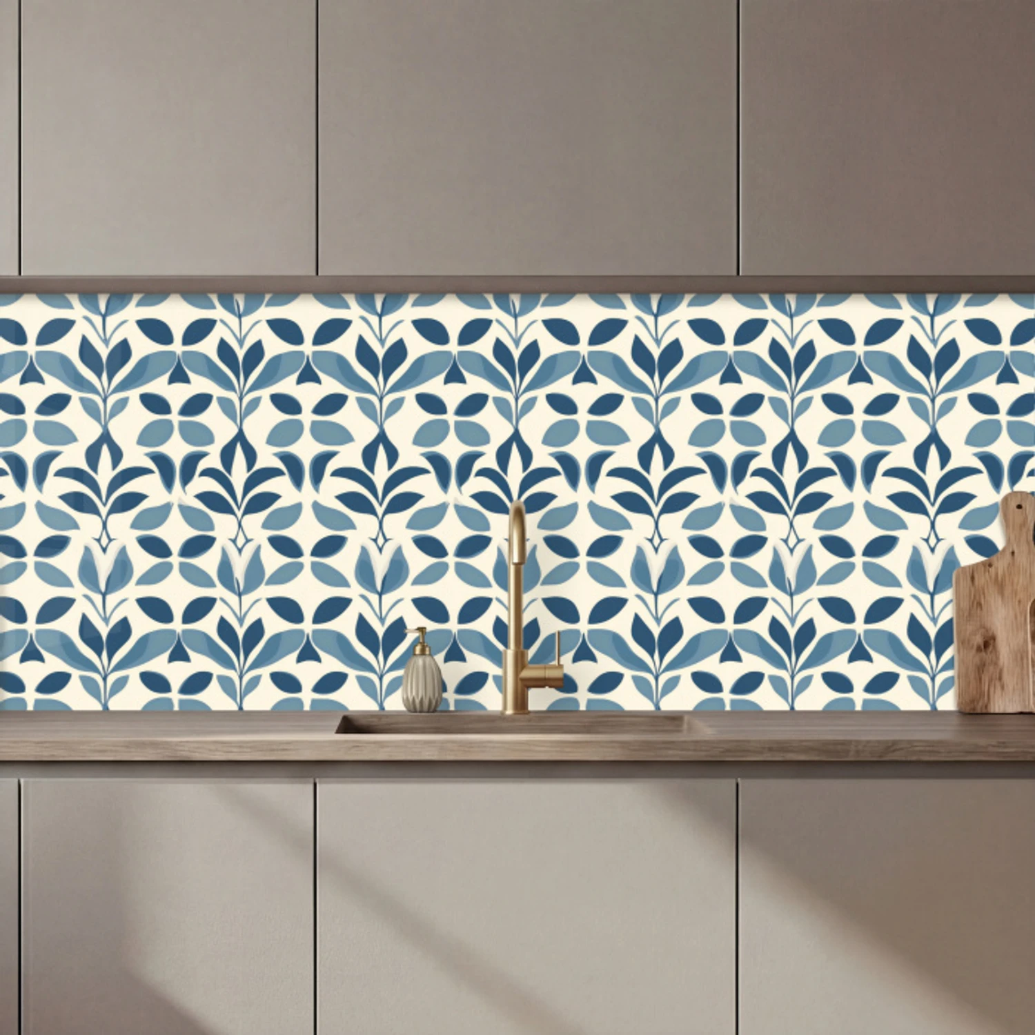 Flora - Modern - Blauw keuken achterwand 2 middel 871 zz_3dshopping