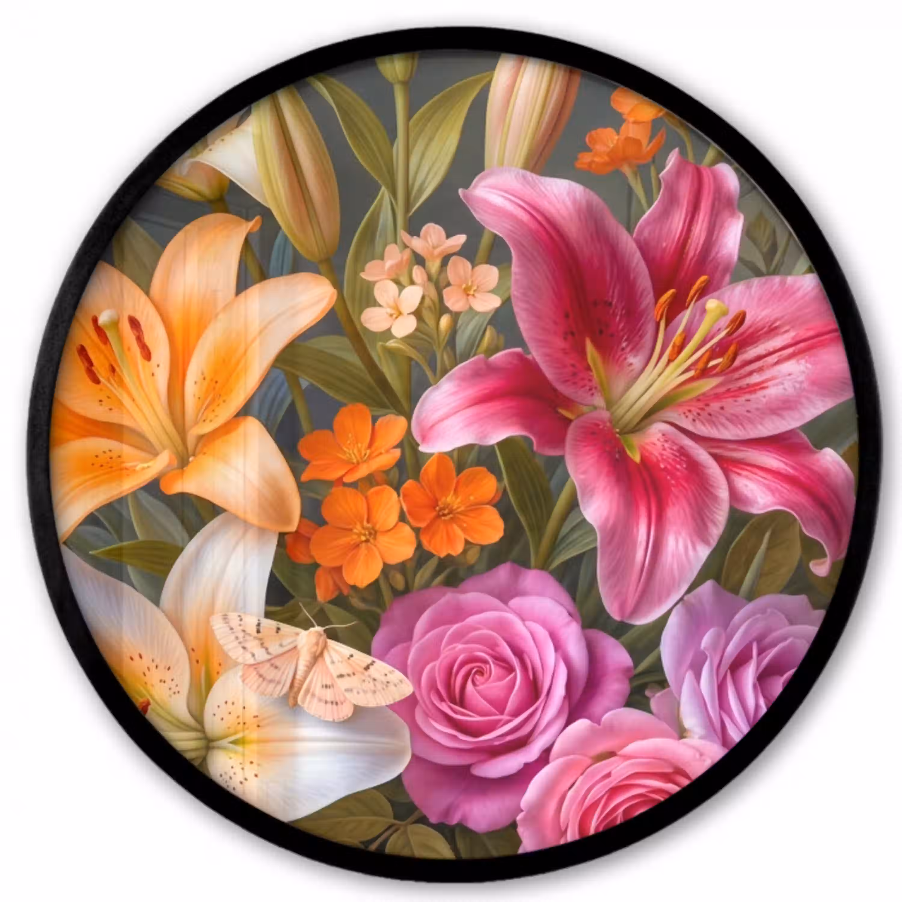 Bloemen - Boeket - Natuur - Kleurrijk - Modern Fotolijst rond zonder passe partout klein -3d