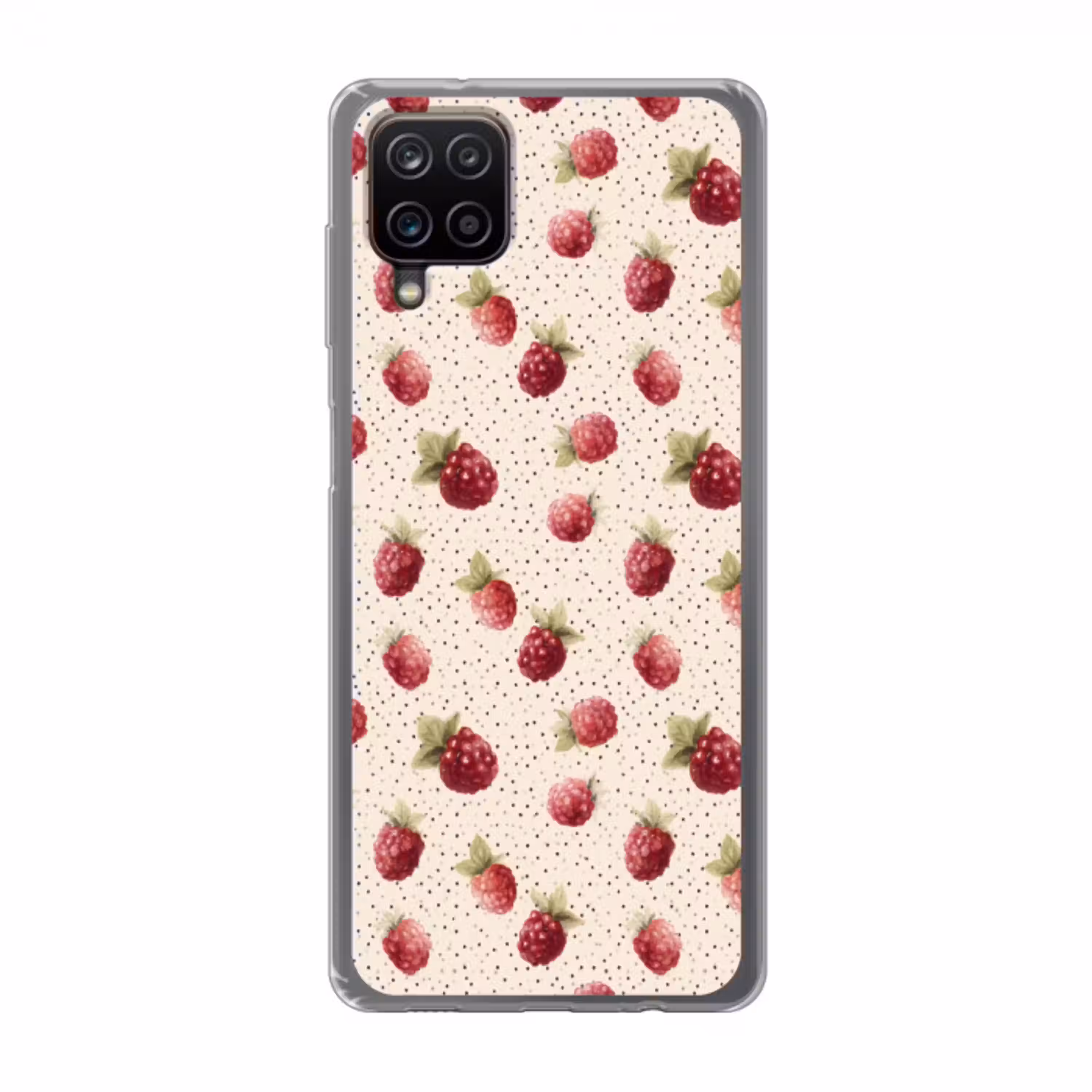 Framboos - Stippen - Rood Telefoonhoesje Samsung Galaxy A12 klein 372 -3d