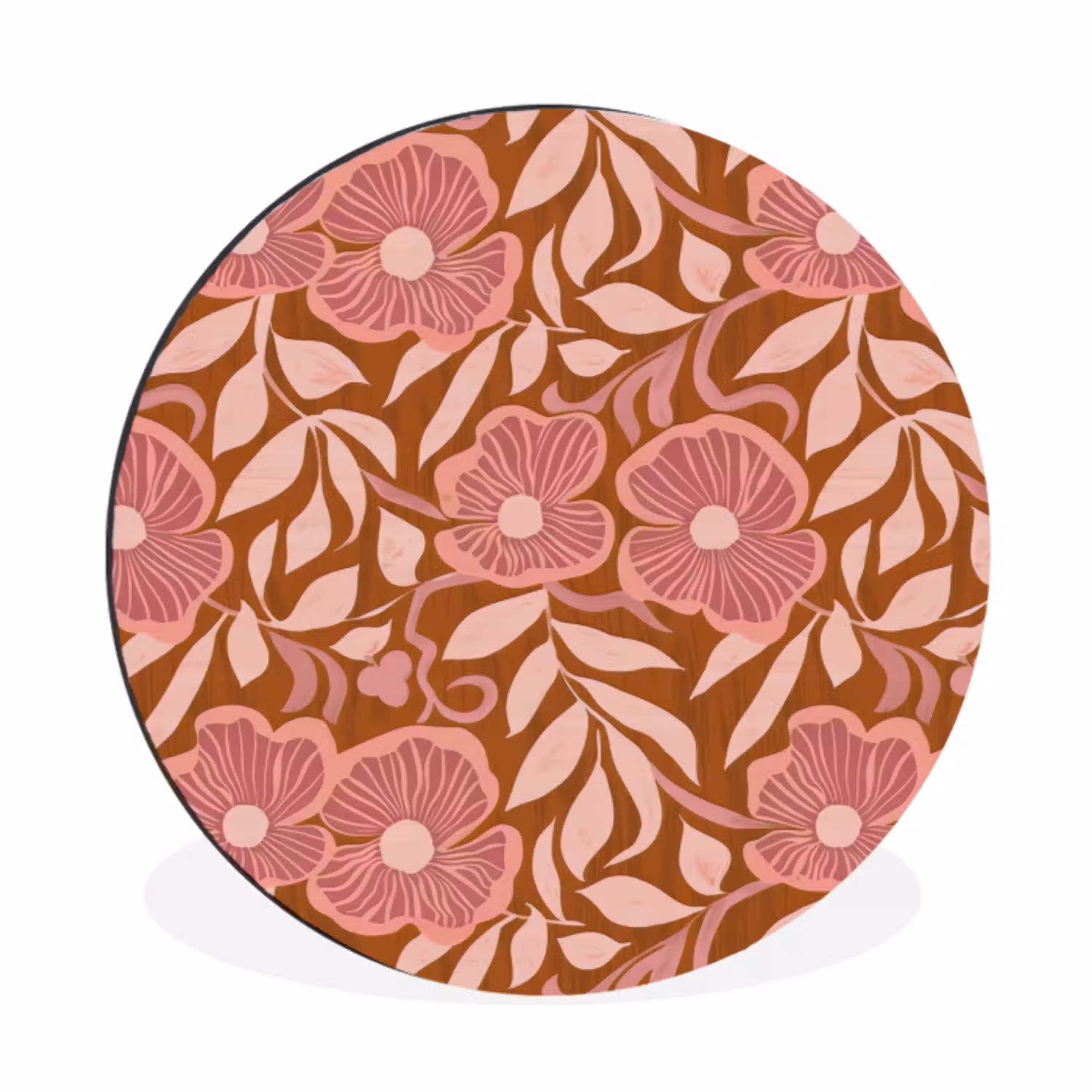 Sfeer - Bloemen - Roze Wandcirkel aluminium klein 190 -3d