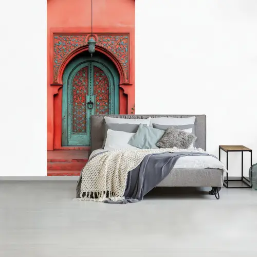 Lantaarn - Deur - Turquoise fotobehang vinyl groot -slaapkamer