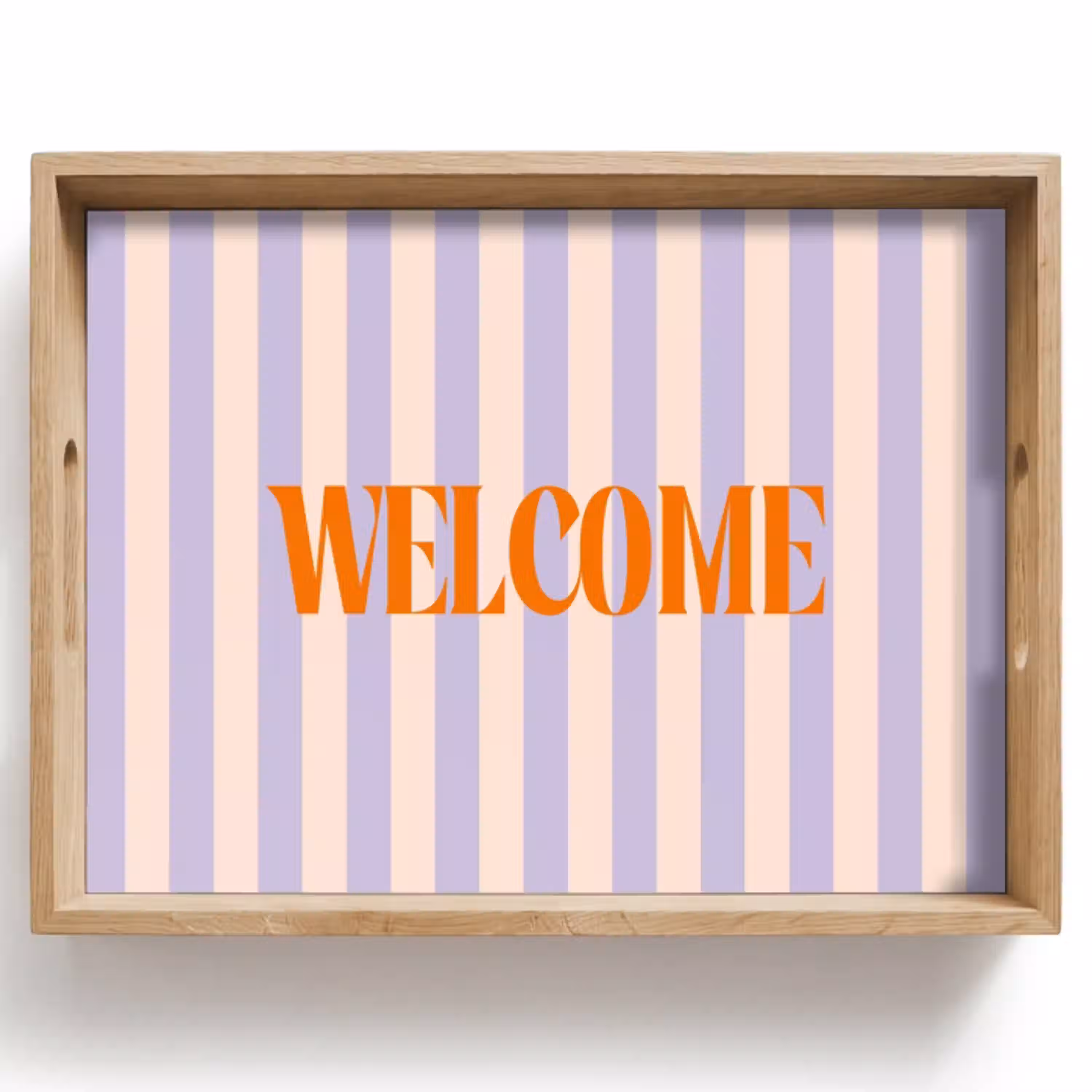 Lila - Oranje - Strepen - Welcome Dienblad Rechthoek middel -z3d_shopping
