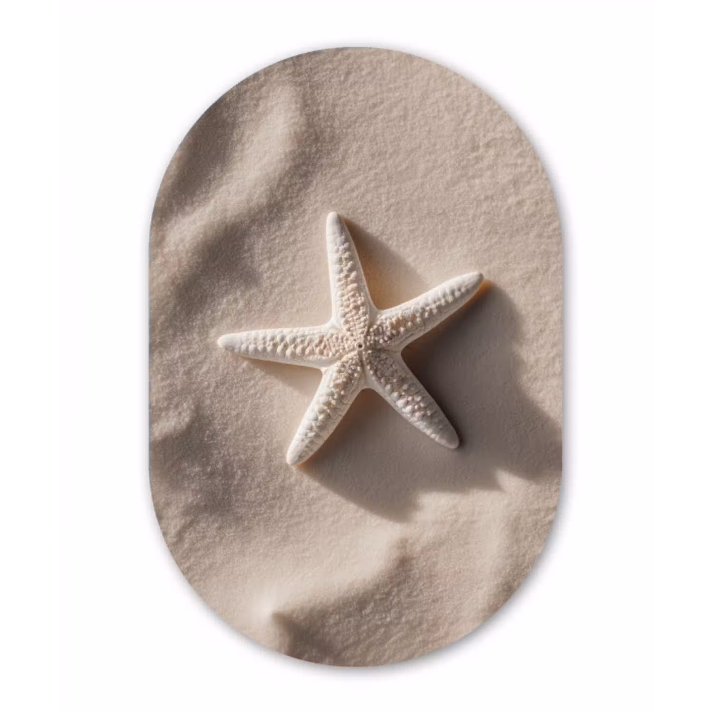 Strand - Zeester - Zand - Beige Wandcirkel Ovaal Aluminium middel -3d