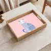 Kat - Illustratie - Minimalistisch - Roze Dienblad Rechthoek middel -sfeer1