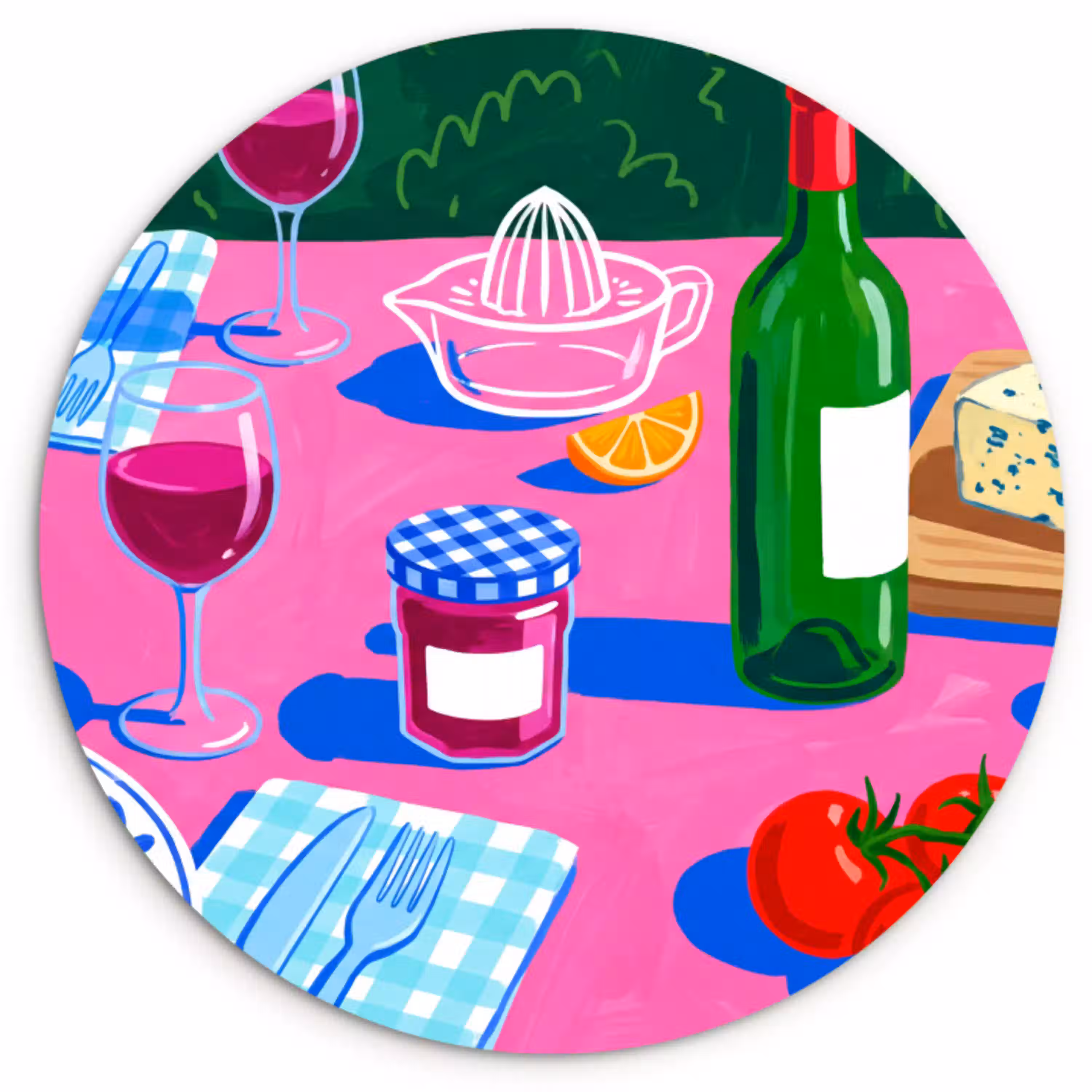 Eten - Tafel - Illustratie Wandcirkel plexiglas klein -3d