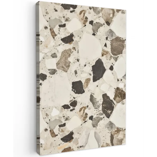 Neutral - Stenen - Decoratie - Terrazzo Tuinposter op houten frame 2 cm dik middel -3d