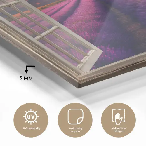 Doorkijk - Lavendel - Landschap - Bloemen - Paars plexiglas 5mm klein -sfeer2