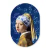 Meisje met de parel - Delfts blauw - Vermeer - Bloemen - Schilderij - Oude meesters Wandcirkel Ovaal Forex klein -3d