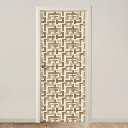 Geometrisch - Retro - Bruin deurposter klein 289 -3d_beige