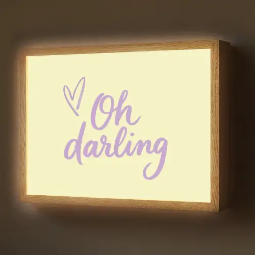 Oh darling - Geel - Hart Light Box met batterij (Wandlamp) middel -z3d_website