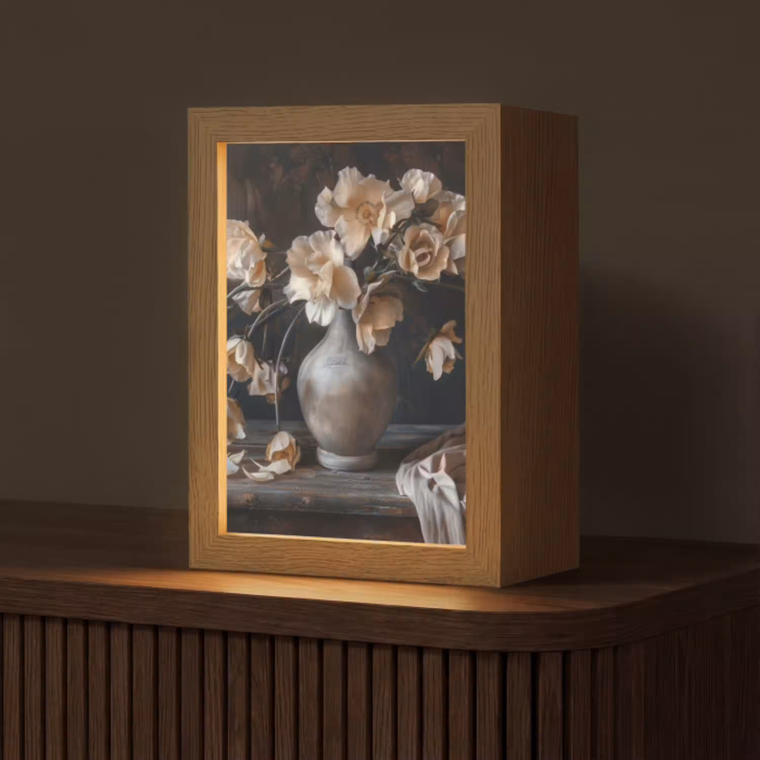 Bloemen - Vaas - Kunst - Stilleven Light Box met kabel (Tafellamp) klein -z3d_website
