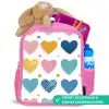 Hartjes - Pastel - Kleurcontrast - Handgetekend Kinderrugzak - Roze middel -inhoud_NL