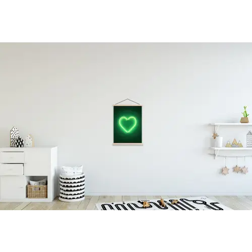 Neon - Groen - Licht textielposter latten blank klein -kinderkamer