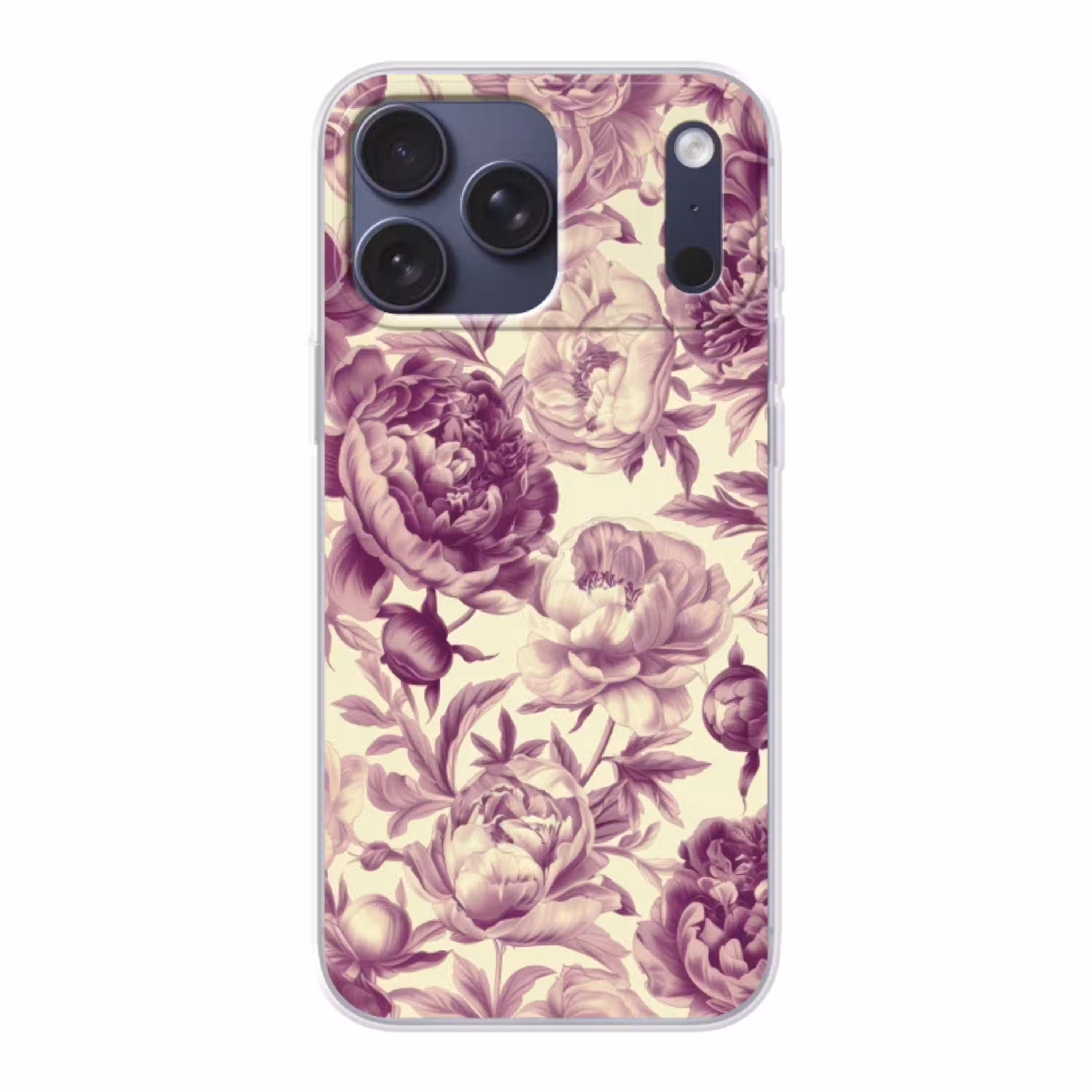 Bloemen - Patroon - Paars - Beige Telefoonhoesje iPhone 17 Pro Max klein -3d