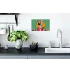 Retro - Vrouw - Stad - Zon Muursticker klein -keuken