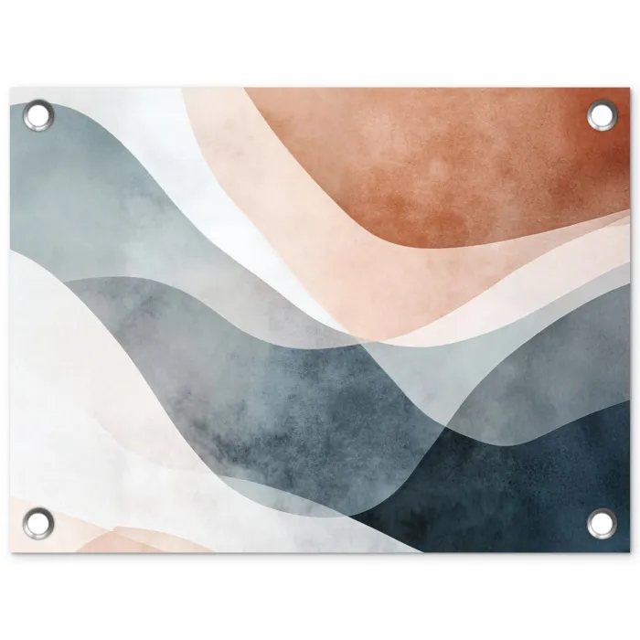 Abstract - Golven - Blauw tuinposter los doek klein -3d