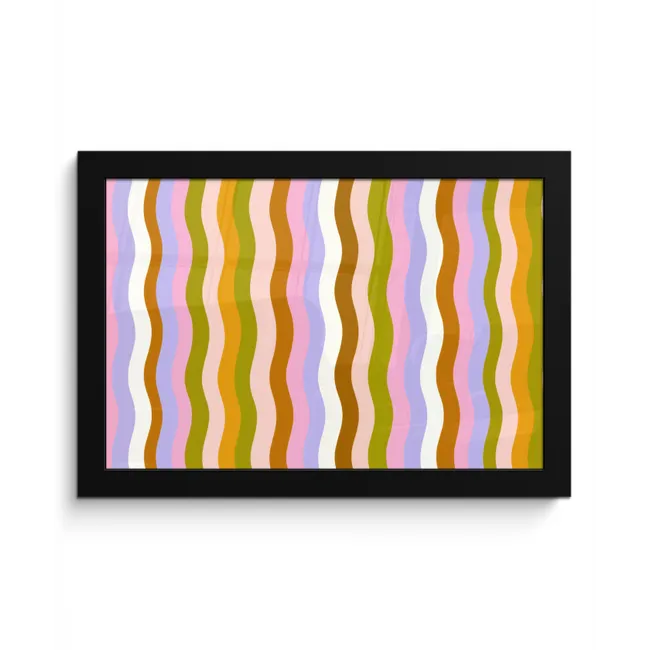 lijnen - Golven - Pastelkleuren - Patroon fotolijst zwart zonder passe partout klein -3d