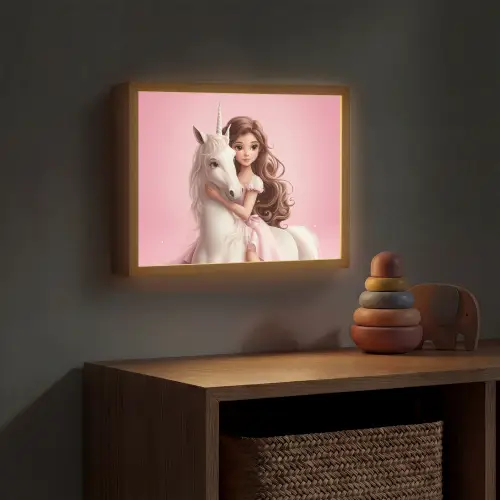Prinses - Roze - Eenhoorn Light Box met batterij (Wandlamp kind) middel -sfeer5_kind